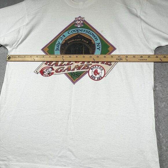VTG 1989 RED SOX vs CINCINNATI REDS BASEBALL HALL OF FAME GAME SHIRT MEN’s LARGE - Picture 6 of 11